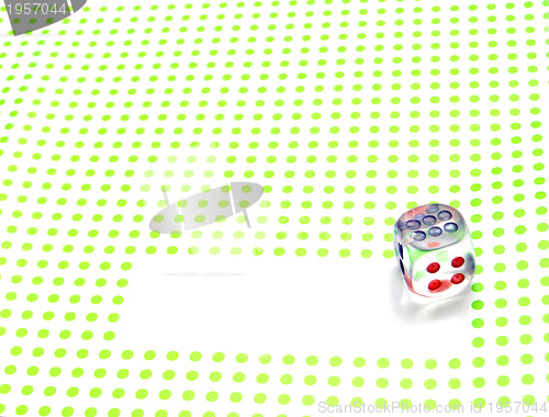 Image of emtpy space for write with dice on green background