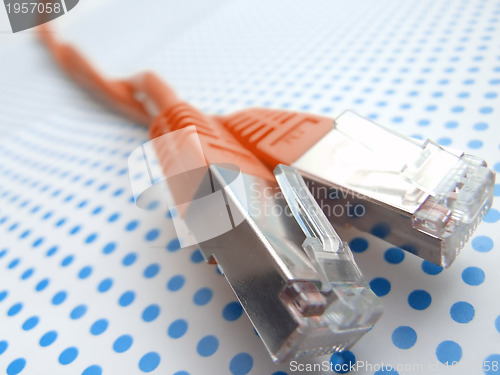 Image of red ethernet cables macro