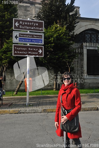 Image of woman visit ancient istambul in turkey