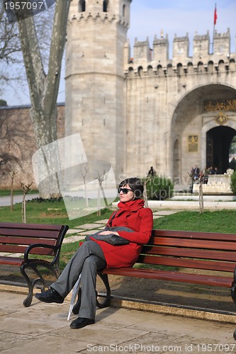 Image of woman visit ancient istambul in turkey