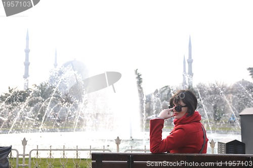 Image of woman visit ancient istambul in turkey