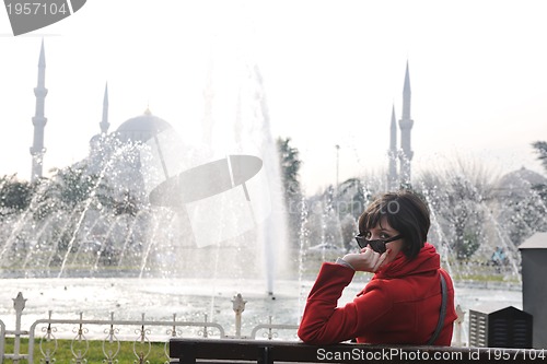 Image of woman visit ancient istambul in turkey