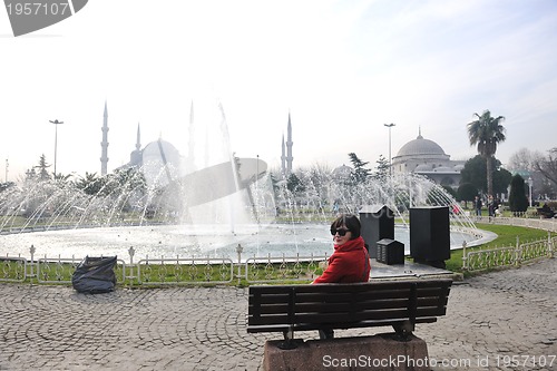 Image of woman visit ancient istambul in turkey