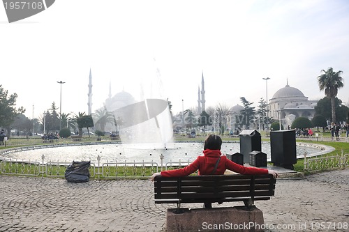 Image of woman visit ancient istambul in turkey