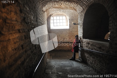 Image of woman visit ancient istambul in turkey