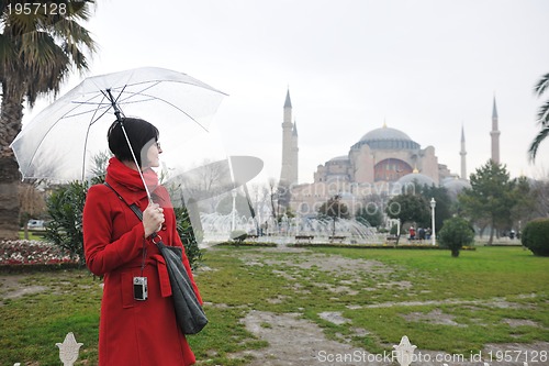 Image of woman visit ancient istambul in turkey