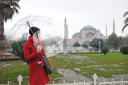 Image of woman visit ancient istambul in turkey