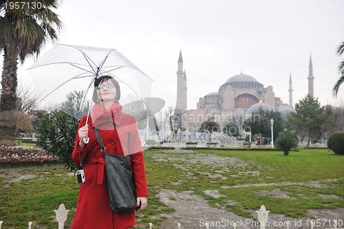 Image of woman visit ancient istambul in turkey