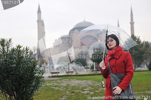 Image of woman visit ancient istambul in turkey