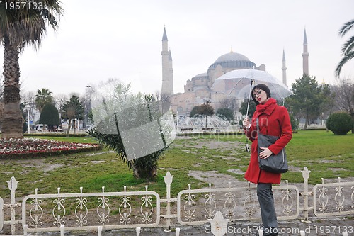 Image of woman visit ancient istambul in turkey