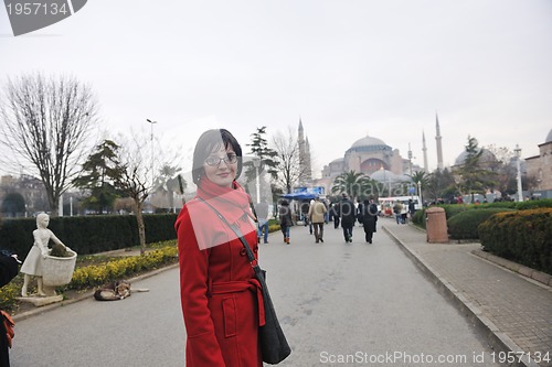 Image of woman visit ancient istambul in turkey