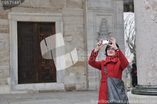 Image of woman visit ancient istambul in turkey