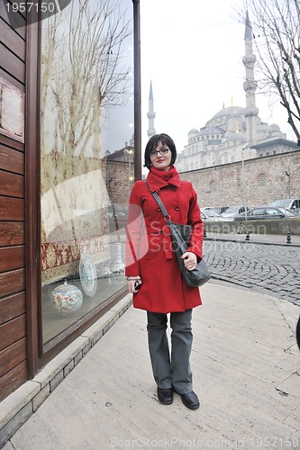 Image of woman visit ancient istambul in turkey