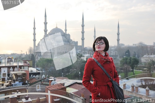 Image of woman visit ancient istambul in turkey