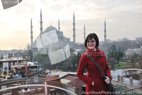 Image of woman visit ancient istambul in turkey