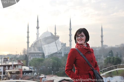 Image of woman visit ancient istambul in turkey