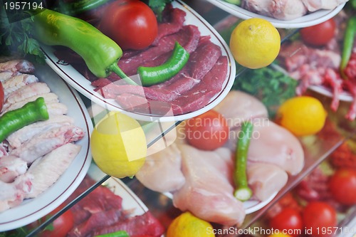 Image of fresh meat at window shop