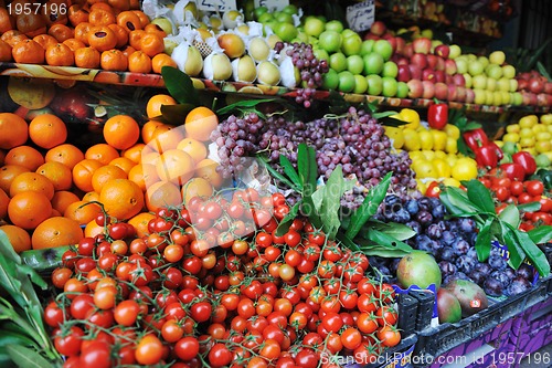 Image of fresh fruits and vegetables at market