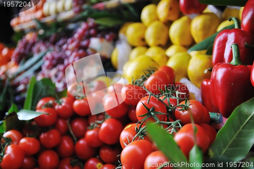 Image of fresh fruits and vegetables at market