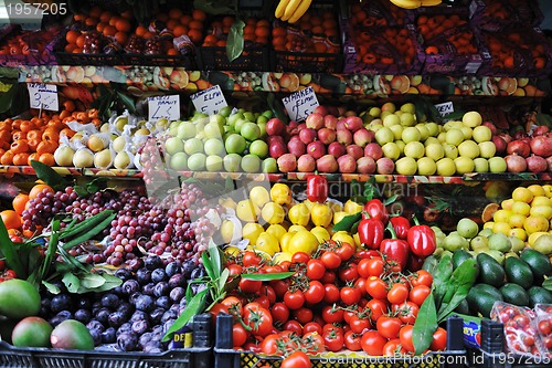 Image of fresh fruits and vegetables at market