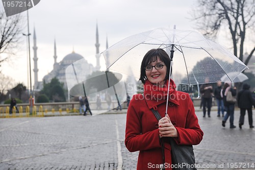 Image of woman visit ancient istambul in turkey