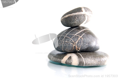 Image of .zen stones with reflection isolated