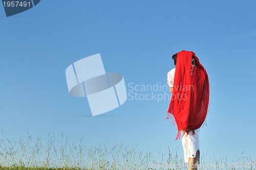 Image of woman meadow scarf