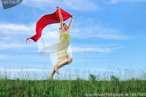 Image of woman meadow scarf