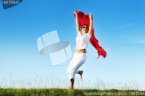 Image of woman meadow scarf