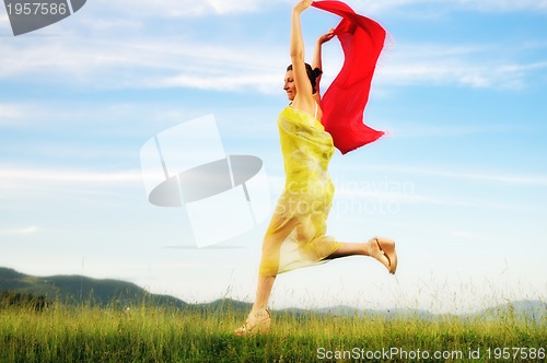 Image of woman meadow scarf