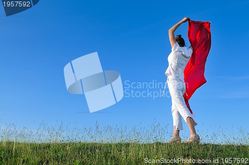 Image of woman meadow scarf