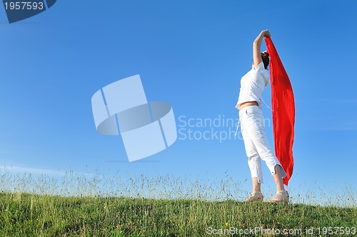 Image of woman meadow scarf