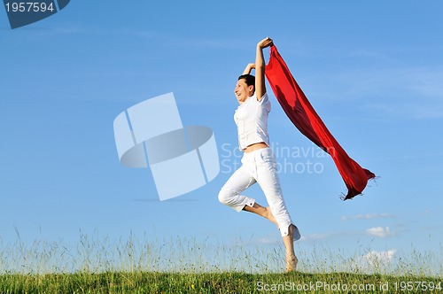 Image of woman meadow scarf
