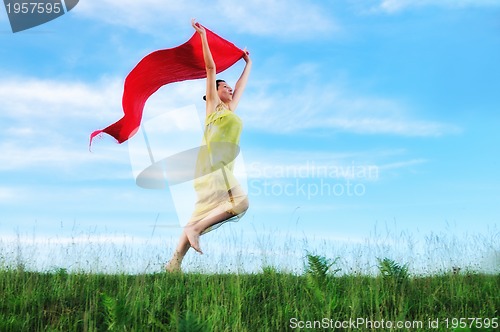 Image of woman meadow scarf