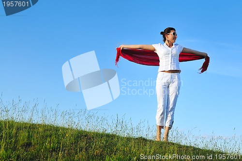 Image of woman meadow scarf 