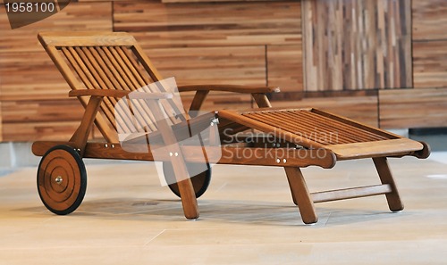 Image of wooden pool furniture