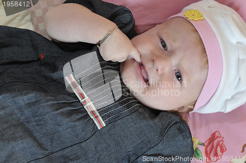 Image of cute little baby closeup portrait