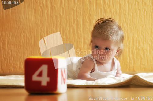 Image of cute little baby closeup portrait