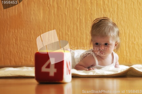 Image of cute little baby closeup portrait