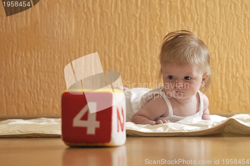 Image of cute little baby closeup portrait