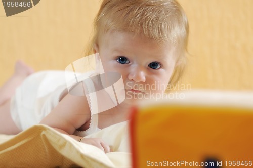 Image of cute little baby closeup portrait