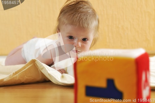 Image of cute little baby closeup portrait