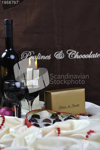 Image of wine, chocolate and praline decoration 