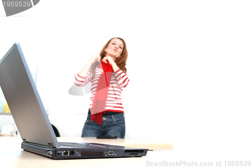 Image of businesswoman in red...