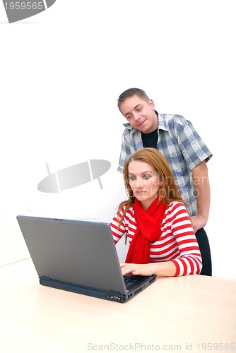 Image of businesswoman in red...