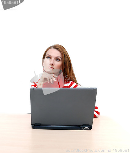 Image of businesswoman in red...