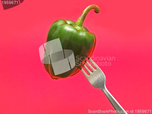 Image of perfect paprika on fork for you