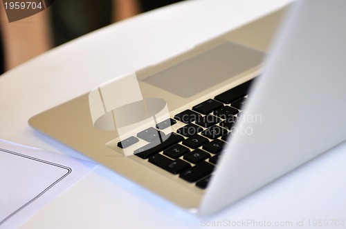 Image of Stylish modern laptop on a desk