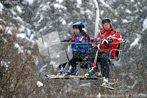 Image of winter fun on a chair lift