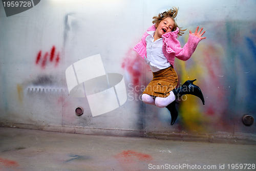 Image of Cute little girl having fun